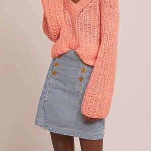 ANTHROPOLOGIE Pilcro Striped Button Up Denim Skirt